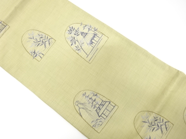 JAPANESE KIMONO / ANTIQUE FUKURO OBI / SILK / WOVEN MANSION